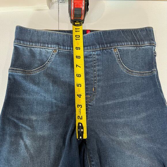 Spanx Distressed Denim High Rise Elastic Waist Jeggings Skinny Jeans Medium - Picture 6 of 8